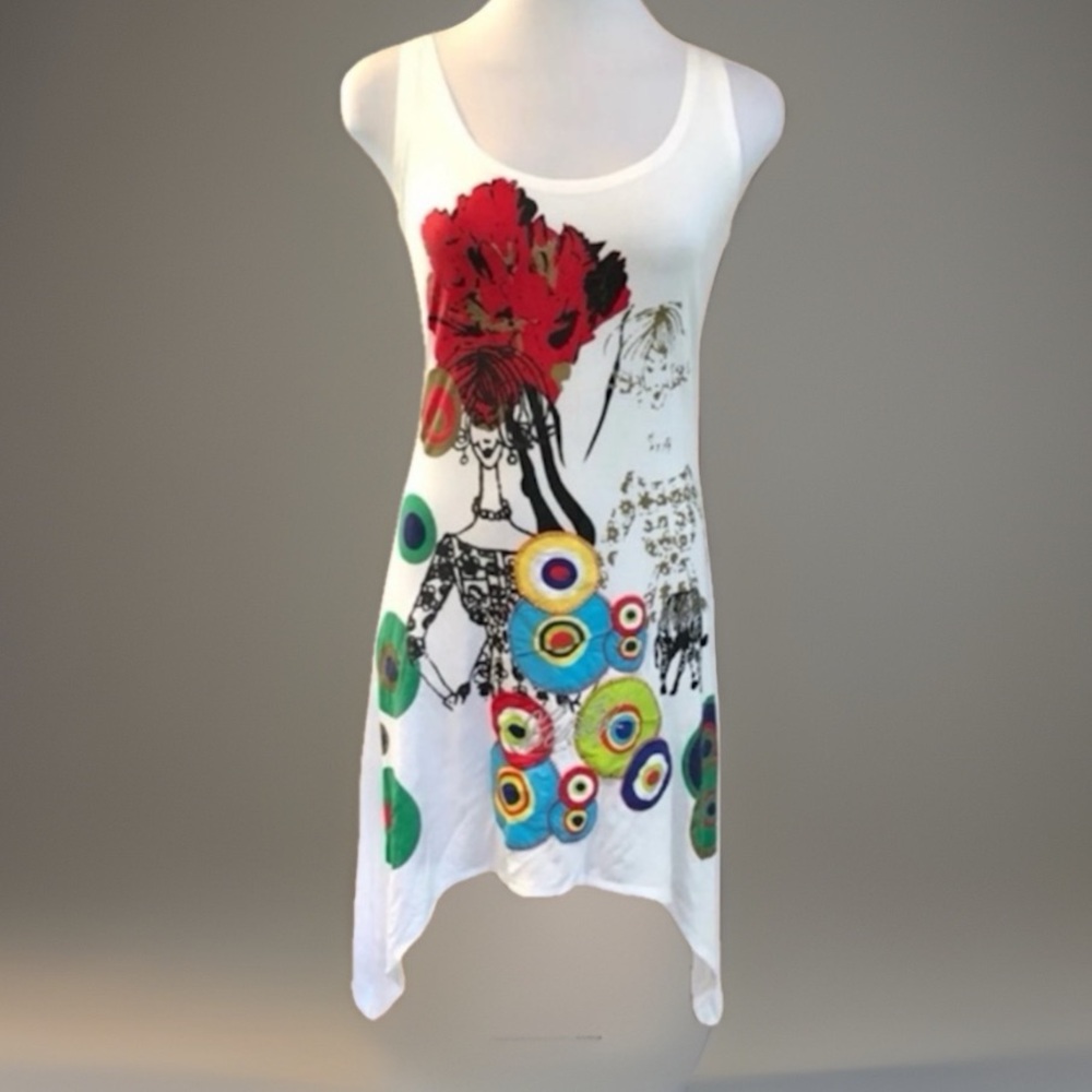 SABRA Shark Bite HiLo Dressy Graphic Shirt Top